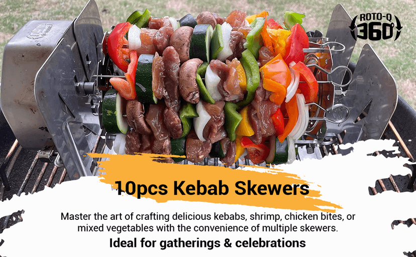 Family Bundle Rotisserie Kit - Non-Electric Wind-Up Spit Roaster with Rotisserie Basket, Flat Cage, Skewer Set, and Cooking Mat for Grills, Ovens, and Smokers - Indoor & Outdoor BBQ Use