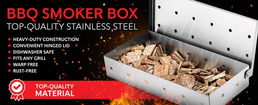 Kaluns Universal Stainless Steel Smoker Box, Gas or Charcoal Grill Smoke Box, Works with Wood Chips, add Delicious Smoked Flavor, Hinged Lid,Warp Free Grill Accessories