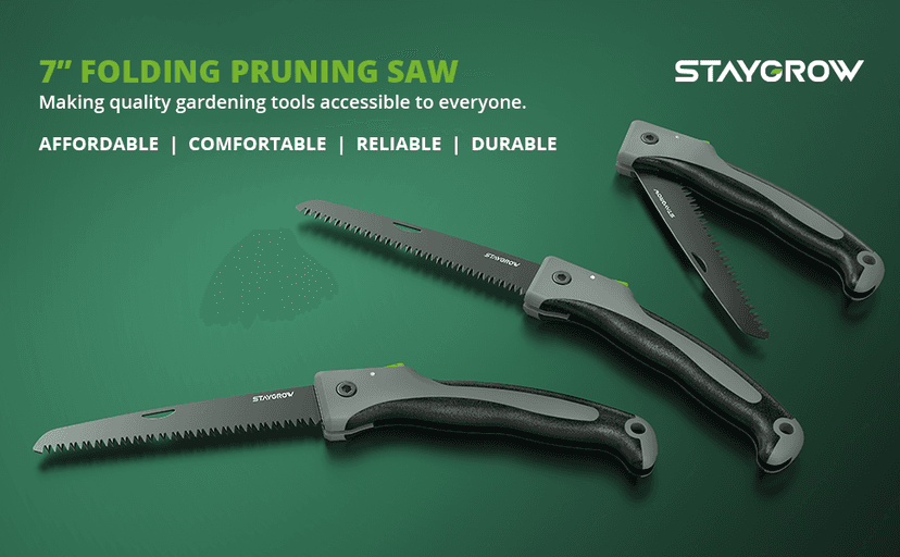 7 Inch Folding Hand Pruning Saw, Heavy Duty Foldable Camping Saw with 7” Hardened SK5 High Carbon Steel Blade Garden Folding Saw for Wood Cutting, Tree Trimming, Gardening, and Hunting