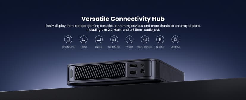 Dangbei Atom Portable Laser Projector, 1200 ISO Lumens, 3D Ready, Official Netflix, 1080p HD with 4K HDR Input, 180" Display, HDR10, 2x5W Dolby Audio, Home Theater Projector with WiFi and Bluetooth