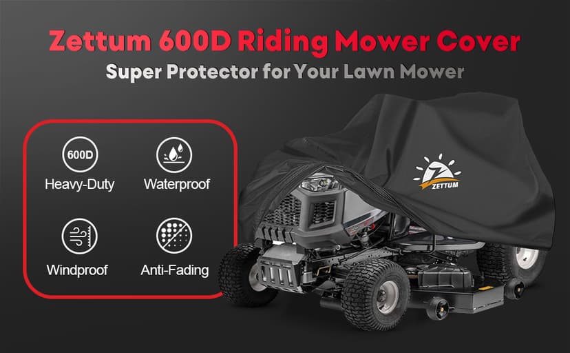Riding Lawn Mower Cover - Lawn Tractor Covers Waterproof & Heavy Duty, 600D Outdoor Mower Cover Universal fit with Storage Bag for John Deere, EGO, Toro, Craftsman, Husqvarna, Honda and More