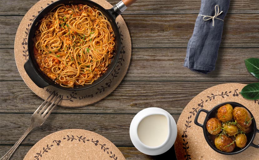 Round Cork Trivets - Hot Pads for Dishes, Pots, Pans & Baking Sheets - Table & Countertop Use