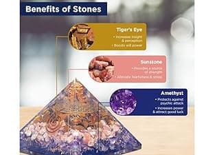 Orgonite Crystal Triple Money Pyramid Energy Generator Promotes Wealth and Prosperity with Green Aventurine, Red Garnet and Citrine – Attract Money and Success with Lucky Orgone Crystals