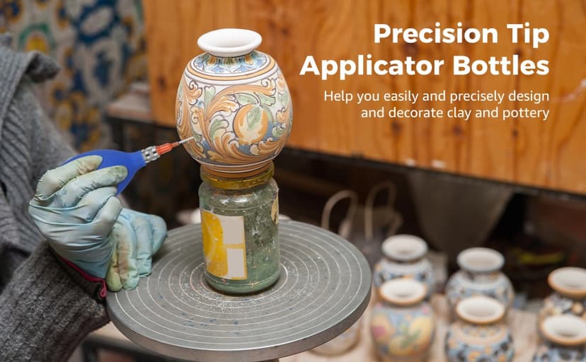 129 Pcs Pottery Tools, Ceramic Precision Tip Applicators, Pottery Slip Trailer Bottles with Needles, Filling Funnels, and Pins, Glaze Squeeze Bottle Tools, Clay Art Decorating Kit