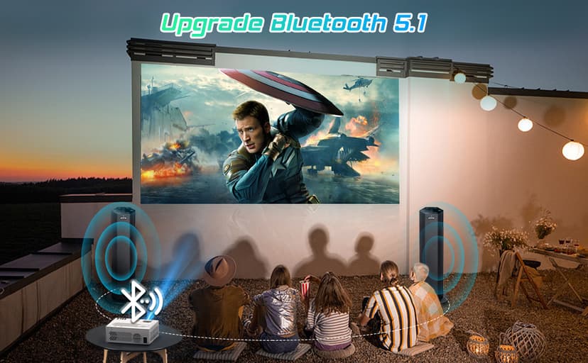 TMY Projector with WiFi and Bluetooth【100" screen included】Native 1080P Outdoor Projector, 4K Supported Portable Projector, Compatible with iOS/Android/PC/TV Stick/HDMI/USB, Indoor Outdoor Use