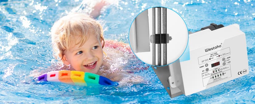 Saltwater Pool System, Westaho Salt Chlorine Generator with USA Titanium Cell for Above Ground Pools Up to 15,000 Gallons, Compatible with Intex Pool, IP 66 Waterproof