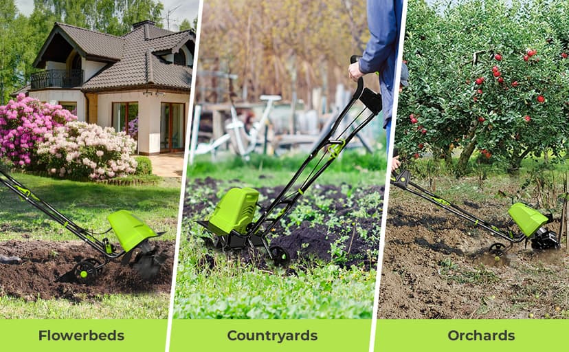 18-Inch 13.5 Amp Tiller/Cultivator with 6 Steel Tines, 3-Adjustable Wheels, Foldable Handle, 8'' Tilling Depth Electric Corded Tillers, Electric Garden Rototiller for Garden Lawn Soil Digging