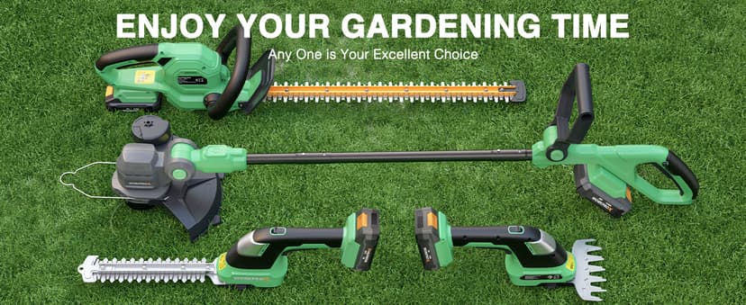 WORKPROX 20V Cordless Grass Shear & Shrubbery Trimmer - 2-in-1 Handheld Electric Grass Trimmer Hedge Shears/Grass Cutter, Rechargeable Lithium-Ion Battery and Type-C Cable Included