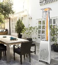 Tangkula Portable Patio Heater, 10,000 BTU Outdoor Tabletop Heater with Stainless Steel Burner, Tip-Over & Flameout Protection, 34" Pyramid Mini Outdoor Heaters for Patio, Porch, Deck (Bronze)