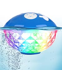 KingSom Bluetooth Pool Speaker,Floating Pool Speaker with Colorful Lights,Hot Tub Speakers IP68 Waterproof pool Speakers,16W Loud Stereo Sound Bluetooth speaker,TWS Pairing Floating speakers for Pools