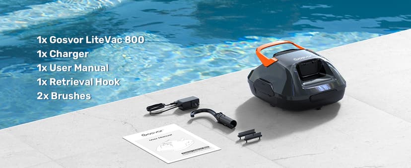 Cordless Robotic Pool Cleaner, Lasts 90 Min, Automatic Vacuum for Above-Ground Pools up to 860 Sq.ft, Portable, Self-Parking, Orange