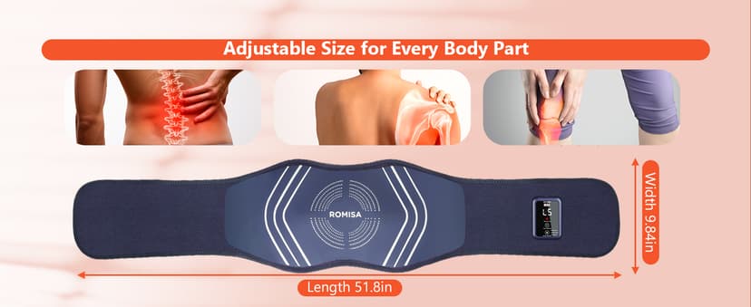 Red Light Therapy Belt & Back Massager for Pain Relief, Infrared Light Therapy Vibration Rechargeable, Red Light Therapy Device for Body Massage for Back Shoulder Waist Knee for Cordless Use