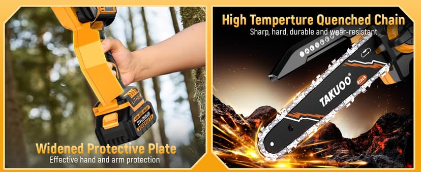 2-IN-1 Cordless 8 Inch Pole Saw & Mini Chainsaw, 21V 2×4.0Ah Battery Powered Polesaw, 15FT Max Reach, Brushless Electric Chain Saw with Extension Pole for Tree Branches Pruning, Wood Cutting