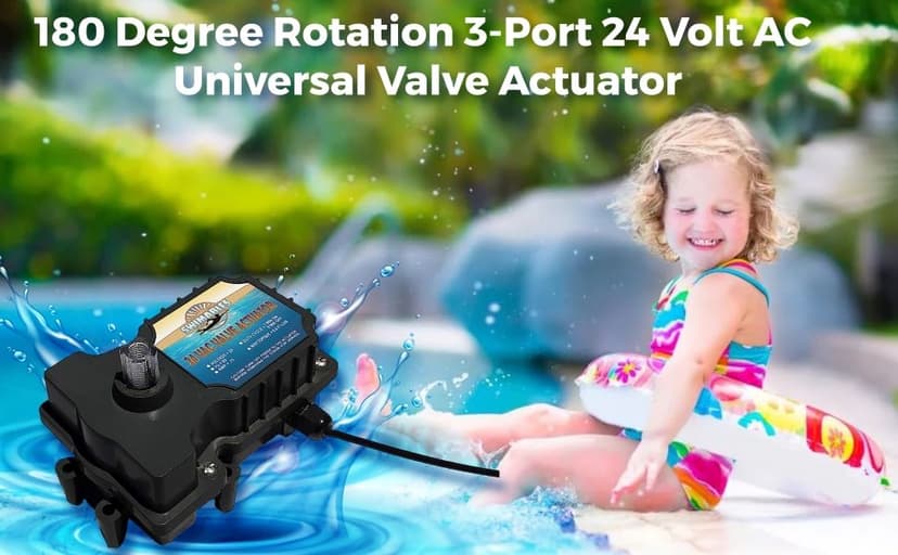 Swimables 180 Degree Rotation 3-Port 24 Volt AC Universal Valve Actuator Replacement for Pool and Spa Automation Systems