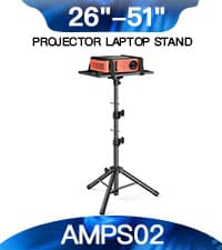 AMADA HOMEFURNISHING Foldable Projector Tripod, Multipurpose Laptop Stand with Removable Mouse Tray, Adjustable Height 25-63 Inch, Outdoor Movie Projector Stand, AMPS03