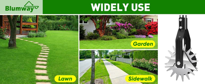 BlumWay 67 Inch Rotary Wheel Edge Trimmer, Rotary Shears, Manual Sidewalk Edgers, Length 23.6" to 67", Heavy Duty Stainless Steel Handle with Sharp Blades/Gloves