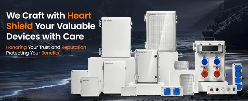 QILIPSU Waterproof Junction Box IP67 Outdoor Plastic Electrical Project Enclosure Weatherproof with Mounting Plate, Wall Brackets, Hinged Grey Cover 11.2"x7.7"x5.1"