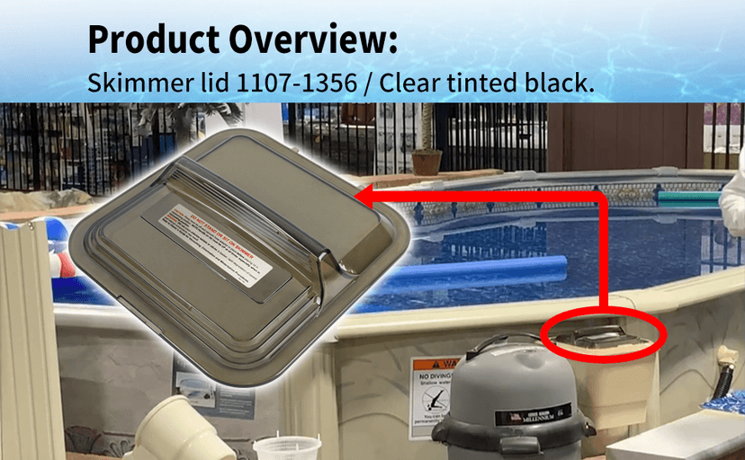 XJJ 1107-1356 Skimmer Lid Clear Tinted Black, Fit for 2094 & 2095 Doughboy Deluxe Skimmers, Replaces Skim-line Vacuum Skim Filter lid 1121-1349 11211349