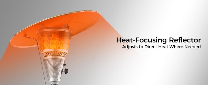 50,000 BTU Patio Heater for Outdoor Use With Adjustable Heat Focusing Top, Propane Patio Heater with Wheels, Stainless Steel Burner for Porch Garden Commercial Residential, Dark Brown