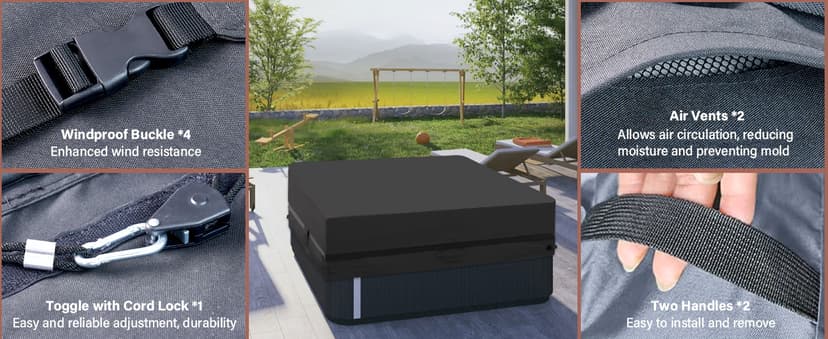 Outdoor Hot Tub Cover, 85×85 Inch Heavy Duty SPA Cover Waterproof, Hot Tub Protector Cover Replacement Weatherproof Protection Cap