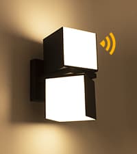 LUTEC Cuba 3000K 1100LM LED Integrated Porch Wall Light Outdoor and Indoor Bedroom LED Wall Lantern Sconce-Black