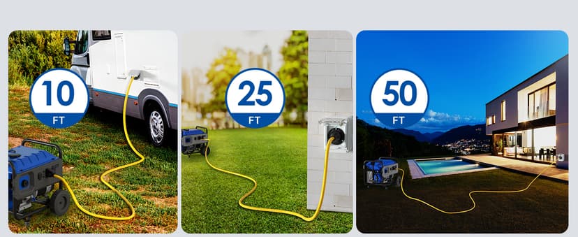 ELEGRP 30 Amp Generator Extension Cord 50 Feet, 4-Prong NEMA L14-30P to L14-30R, 120/250V Up to 75000W, 10 Gauge Heavy Duty SJTW Locking Power Cord for Portable Generators, Home Backup, ETL Listed