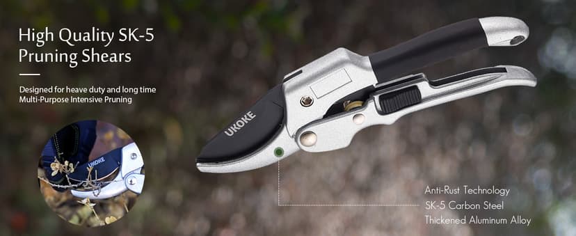 UKOKE Garden Tool Set, 12 Piece Aluminum Hand Tool Kit, Garden Canvas Apron with Storage Pocket, Outdoor Tool, Heavy Duty Gardening Work Set with Ergonomic Handle, Gardening Tools for women men