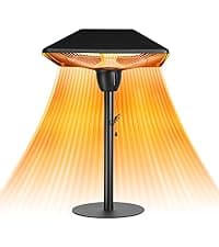 Star Patio Electric Outdoor Heater, Freestanding Patio Heater, Infrared Heater, Hammered Bronze Finished, Tip-Over Protection, Adjustable Height and Silent Heating Heater, ZHQ1566-C-SN12024