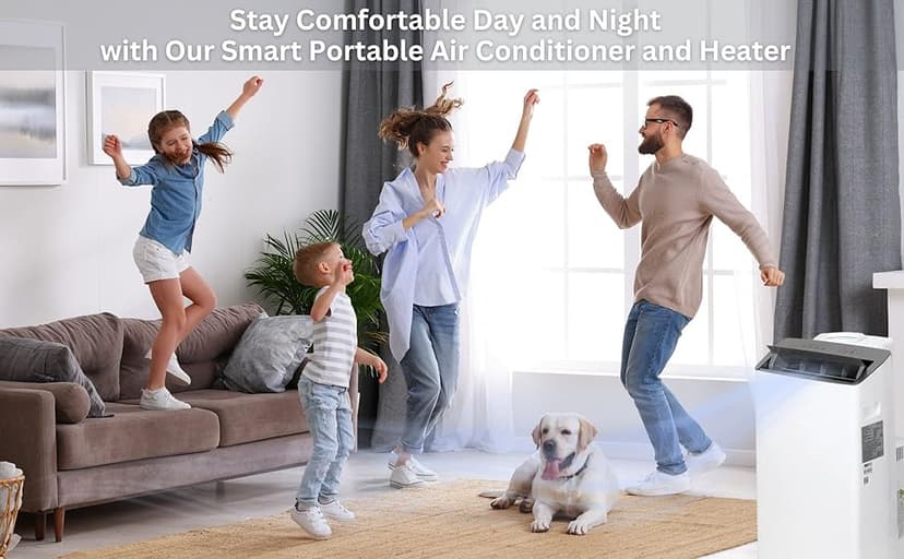 Cooper&Hunter 14,000 BTU (12,000 BTU SACC) Inverter Portable Air Conditioner with Heat Pump with Dual Hose, Dehumidifier, and Fan For Areas Up To 550 Sq. Ft, with Remote Control & Window Kit