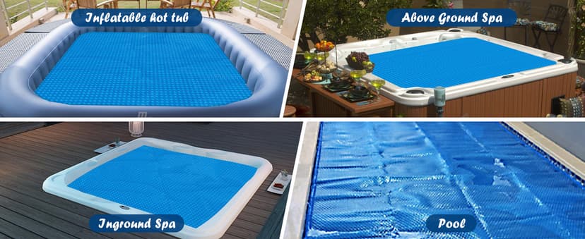 Hot Tub Spa Solar Bubble Cover Blanket for Round Inflatable Hot Tub Spa Pool Thermal Insulation Floating Bubble Wrap Covers (6 Ft)