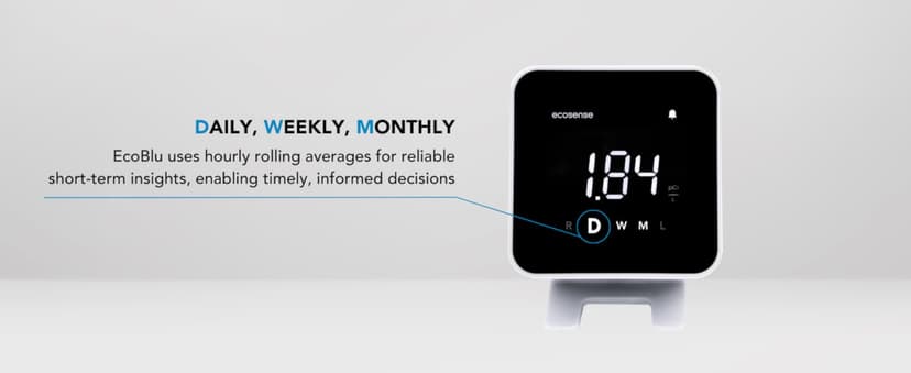 Ecosense EB100 EcoBlu, Home Radon Detector, Capture & Display Results Every 10 Minutes, Short & Long-Term Continuous Monitoring, Easy to Use