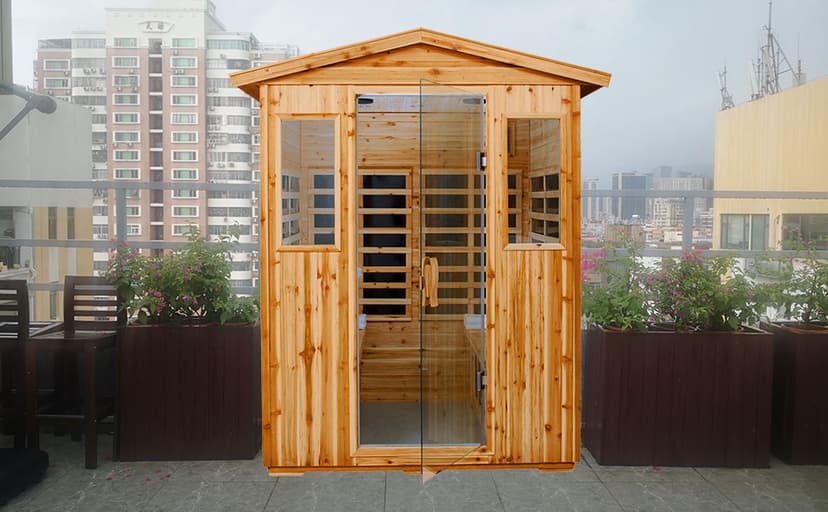 Saunas 904V Far Infrared Sauna, Outdoor Wooden Dry Sauna Low EMF (Hemlock Wood, 4-Person Size)