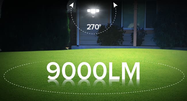 LUTEC 80W 9000LM LED Security Light Motion Sensor Outdoor Lights, 4 Head LED Flood Lights Outdoor 5000K Daylight, IP65 Waterproof, Motion Detected Lights for Outside, House, Garage, Yard (Black)