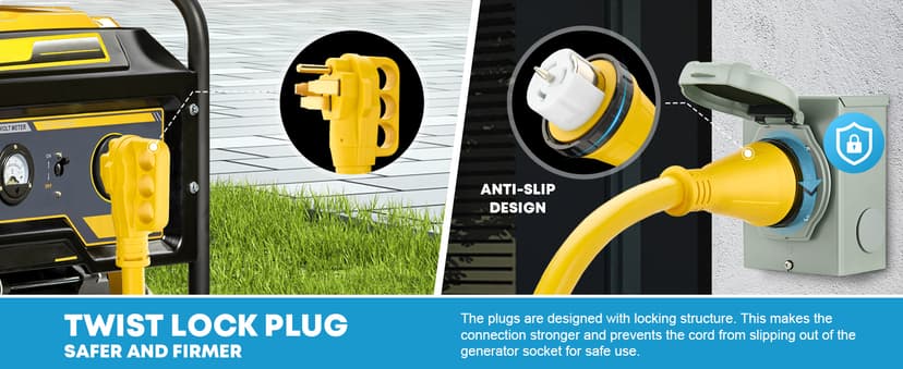 Kohree 50 Amp Generator Cord and Pre-drilled Power Inlet Box, 20FT 4 Prong NEMA 14-50P to SS2-50R 10 Gauge Generator Extension Cord, SS2-50P Power Inlet Box Kit, 125/250V, 12500W with Cord Organizer