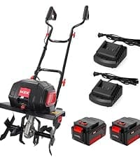MZK 40V 12-inch Cordless Garden Tiller, Battery Powered Garden Cultivator, 2 * 4.0Ah Battery and Fast Charger Included