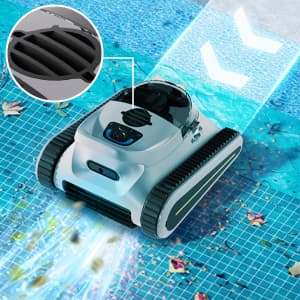 Cordless Pool Vacuum for Inground Pools, Automatic Robotic Pool Cleaner with Wall and Waterline Cleaning, Gray