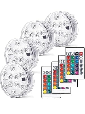 YiaMia Hot Tub Lights - 2-Pack RGB Color Battery-Powered LED Pool Lights with Remote Control and Suction Cup for Ponds, Decoration, Parties, Spas, Aquariums