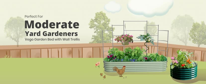 Vego garden Raised Garden Bed Kits, 17" Tall 9 in 1 8ft X 2ft Metal Raised Planter Bed for Vegetables Flowers Ground Planter Box-British Green