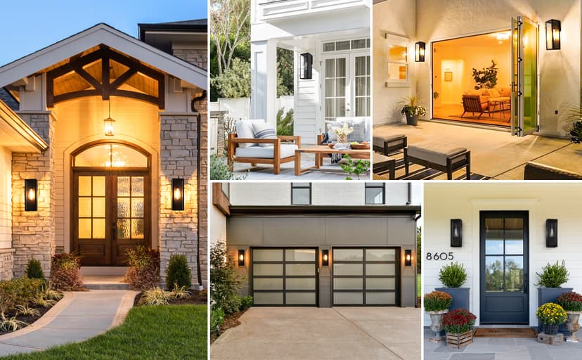 2-Pack Outdoor Wall Lanterns, Exterior Waterproof Wall Sconce with Glass Shades, Matte Black Porch Lights Wall Mounted, Anti-Rust E26 Modern Wall Lighting Fixtures for Patio Garage Entryway Front Door