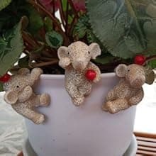 Garden Statues Flowerpot Landscaping Tree-Hugger Fairy Plant Pot&Vase Hugger, Mini Decorative Climber Clingers (3Pack Elephant)