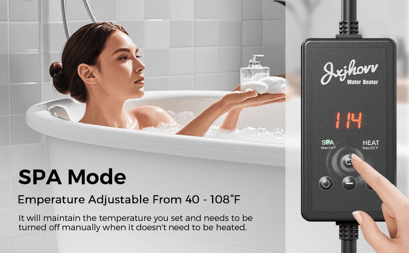 Hot Tub Heater, Bathtub Heater, Spa Heater, Immersion Water Heater: Portable Hot Tub Heater with Cast Aluminum, Digital Display & Temperature Sensor for Fast, Safe Heating