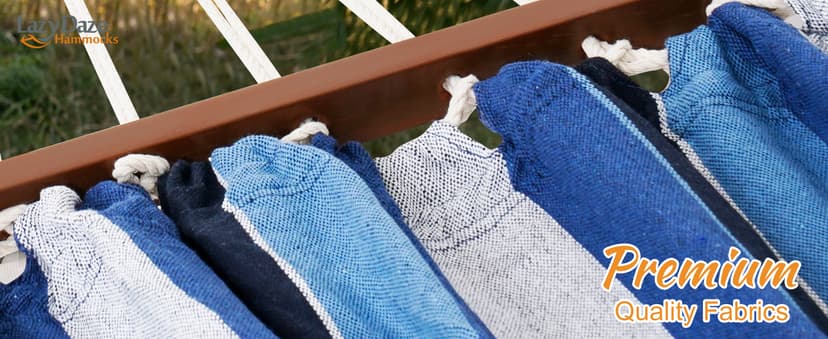 Lazy Daze Hammocks Cotton Fabric Spreader Bar Hammock, Outdoor Portable Hammock with Carrying Bag & Tree Straps for Bedroom, Patio, Backyard, Balcony, Max 450lbs Capacity, Blue