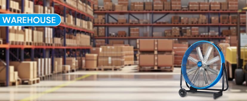 KEN BROWN 24 Inch Industrial Drum Fan, High Velocity Floor Shop Fan, Heavy Duty, 9500 CFM, 8 Blades, 3 Speeds, 360 Degree Tilt, Ideal for Industrial, Commercial, Gym, Garage Use, Blue