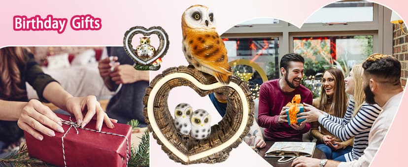 Solar Owl Garden Statue, Outdoor Waterproof Handmade Resin Statue,Garden Sculpture with Solar LED Lights, Warm Owl Statue Decoration, Suitable for Roads, Yards, lawns (Warm Owl Family)