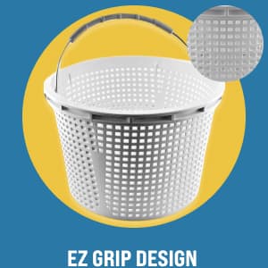 Swimables Pool Skimmer Basket Compatible with Waterway Skimmer Basket 542-3240 for Renegade Skimmers Pool Basket | Built-in Brass Weight | 316 Stainless Steel Handle & Convenient Rubber Grip