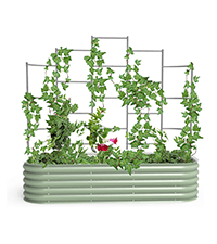 Vego garden Raised Garden Bed Kits, 17" Tall 9 in 1 8ft X 2ft Metal Raised Planter Bed for Vegetables Flowers Ground Planter Box-British Green