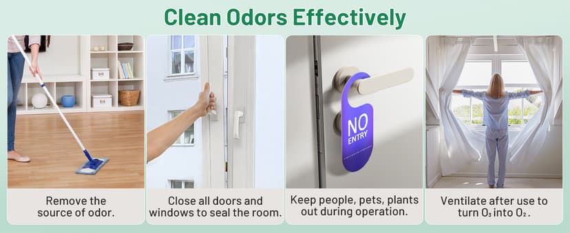 Ozone Generator 45,000mg/h, Industrial/Home O3 Air Purifier Deodorizer for Areas of 2500 Square Feet - High Capacity Ozone Machine Air Ionizer Odor Clean for Rooms, Smoke, Cars, Pets (Green)