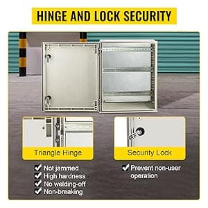VEVOR Fiberglass Enclosure 19.7 x 15.7 x7.9 Electrical Enclosure Box NEMA 3X Electronic Equipment Enclosure Box IP65 Weatherproof Wall-Mounted Electrical Enclosure with Hinges & Quarter-Turn Latches
