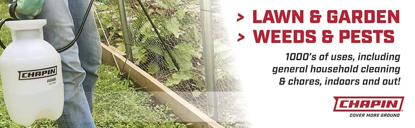 Chapin 20000 Made in USA 1 -Gallon Lawn and Garden Pump Pressured Sprayer, for Spraying Plants, Garden Watering, Weeds and Pests, Polypropylene, Translucent White