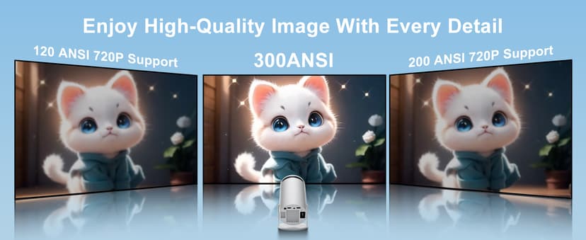 Smart HY300 Projector With Built-in Apps, Wifi Bluetooth 4K 1080P, Auto Keystone, Short Throw and 180 Adjustable, Mini Portable Outdoor Movie (White)